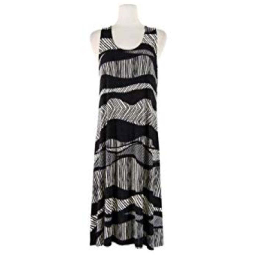 Jostar stretchy tank dress in black & white print